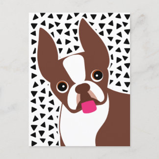 Cartão Postal Boston Terrier Cute Brown e White