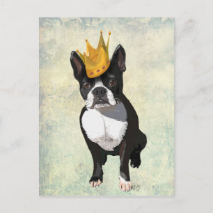 Cartão Postal Boston Terrier e Coroa