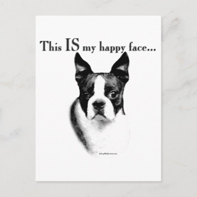 Cartão Postal Boston Terrier Face Feliz (Frente)