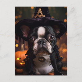 Cartão Postal Boston Terrier Halloween