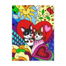 Boston Terrier in Doodle Patterno Personalizável