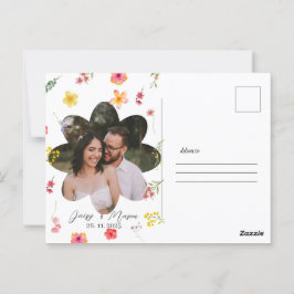 Cartão Postal Botânica de Flores Silvestres Minimalista com Foto