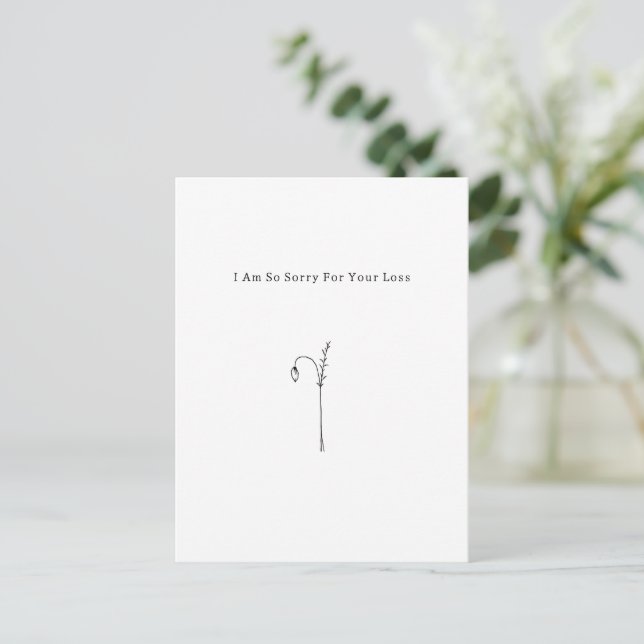 Cartão Postal Botanical Grief Mourning Sorry For Your Loss Card (Em pé/Frente)