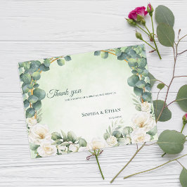 Cartão Postal Botanical Sage Green Floral Wedding Thank You