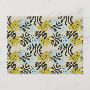 Cartão Postal Botânico Abstrato Boêmio Pastel Verde Azul