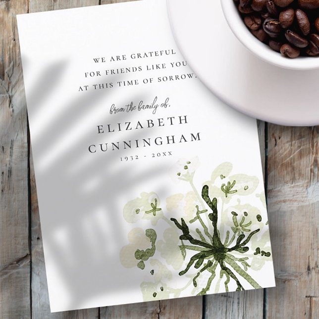 Cartão Postal Botânicos de Aquarela Memorial Floral Elegante Chi (Criador carregado)