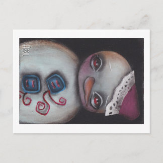 Cartão Postal Botão azul Boneco de neve