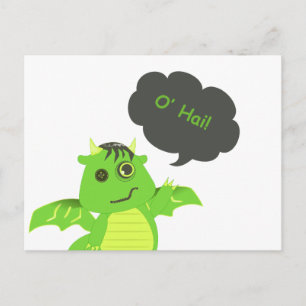 Cartão Postal Botão Bonito Olhou Dragão Zombie
