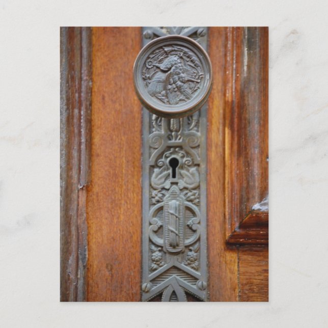Cartão Postal Botão de porta vitoriano e fechadura (Frente)