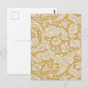 Cartão Postal Botão de Solteiro Floral Dourado William Morris