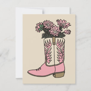Cartão Postal Botas de vaca flores