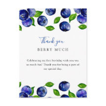 Bote Berry Primeiro Aniversário Blueberry Obrigado
