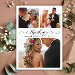 Cartão Postal Bote de Colagem de Script Elegante de Orçamento Ob<br><div class="desc">Casamento De Colagem Fotográfica Moderno Elegante 3 Do Orçamento Obrigado Postard. Modelo de cartões de agradecimentos de casamento minimalista com três (3) fotos na frente e uma (1) foto no verso. Com o texto "Obrigado" em uma escrita de fontes de letras suaves tipografia com letras maiúsculas e minúsculas em preto...</div>