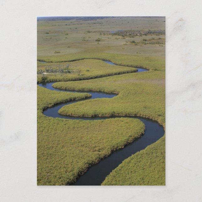 Cartão Postal Botswana, África. Arial vê rio Okavango. (Frente)
