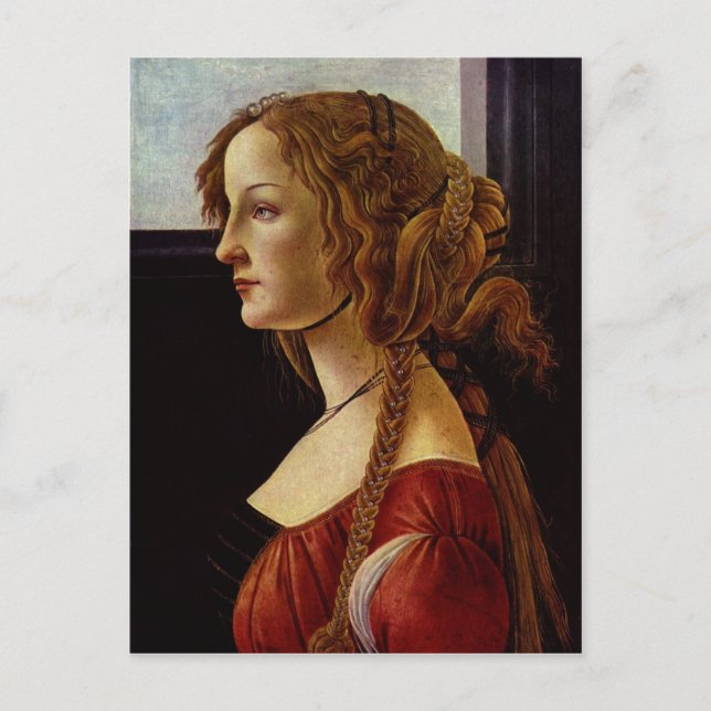 Cartão Postal Botticelli, Sandro Retrato de Simonetta Vespucci (Frente)