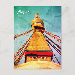 Cartão Postal Boudhanath Stupa, Olhos Buda, Cartão-postal do Nep