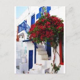 Cartão Postal Bougainvillea crescendo fora de uma casa, Mykonos