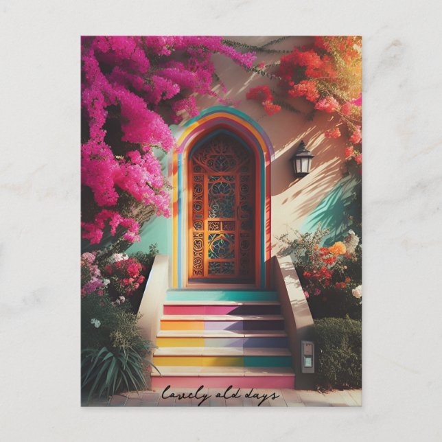 Cartão Postal bougainvillea flores retro (Frente)