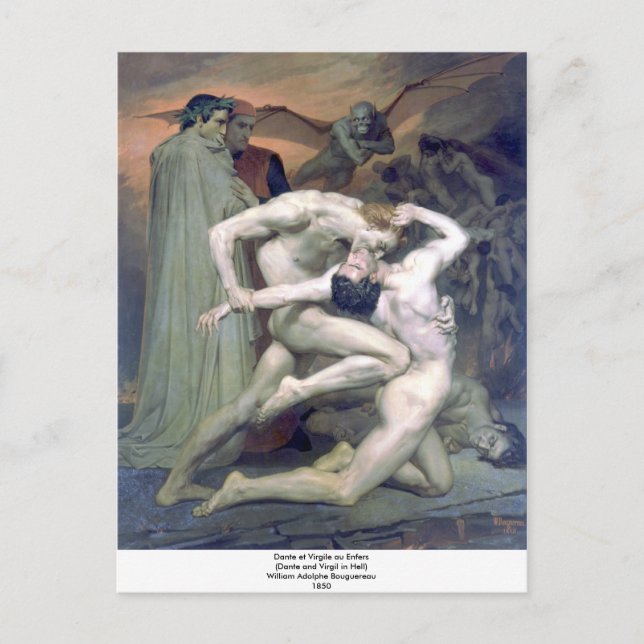 Cartão Postal Bouguereau - Dante et Virgile au Enfers (Frente)