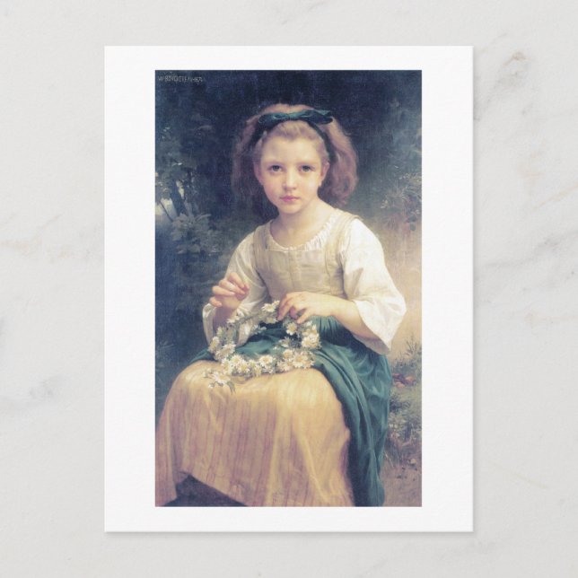 Cartão Postal Bouguereau - Enfant Tressant une Couronne (Frente)