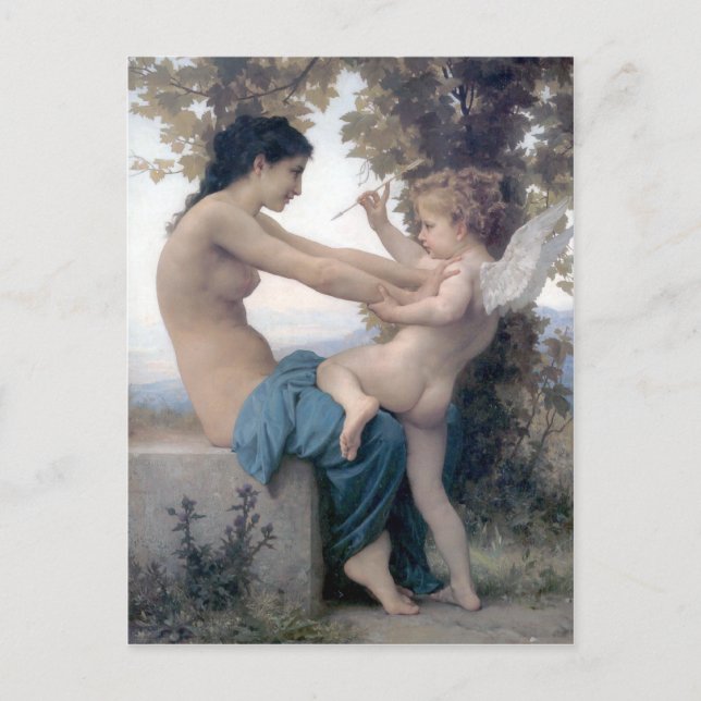 Cartão Postal Bouguereau - Jeune Fille se Réu contre Eros (Frente)