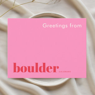 Cartão Postal Boulder Colorado tipográfico rosa