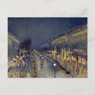 Cartão Postal Boulevard Montmartre na Night Pissarro