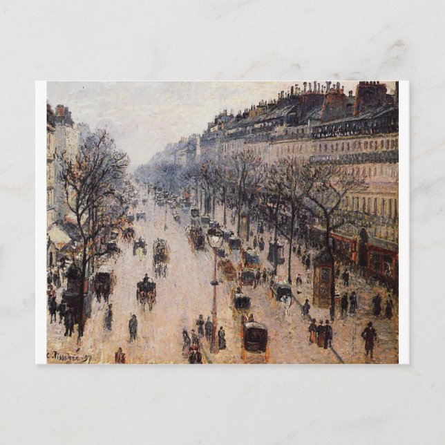 Cartão Postal Boulevard Montmartre Winter Morning por Camille (Frente)