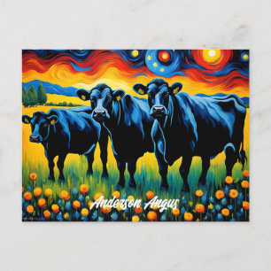 Cartão Postal Bovinos Negros vibrantes