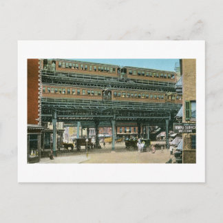 Cartão Postal Bowery e Doubledeck Elevados, Nova Iorque
