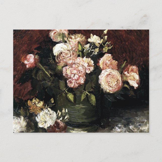 Cartão Postal Bowl with Peonies and Roses - Gogh (Frente)