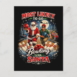 Cartão Postal Bowling with Santa