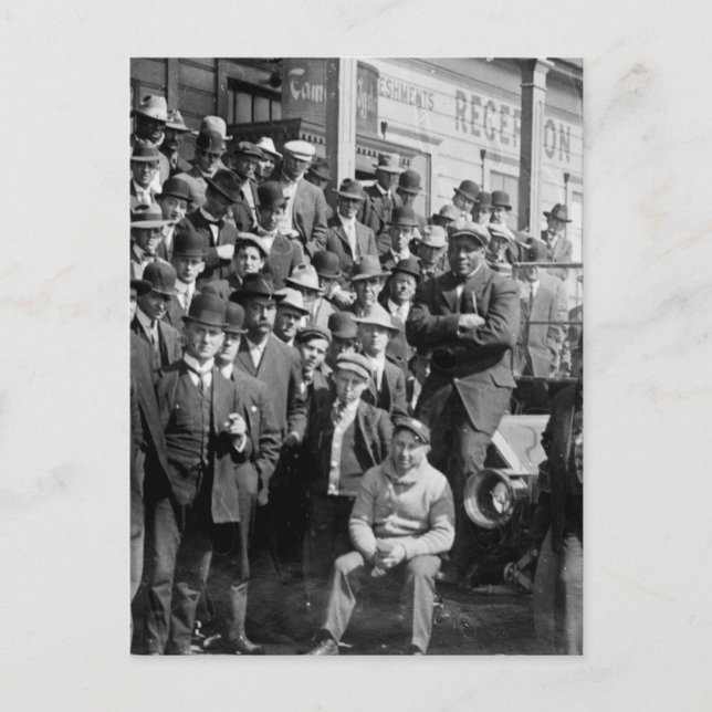 Cartão Postal Boxeador Jack Johnson e treinadores, início dos an (Frente)