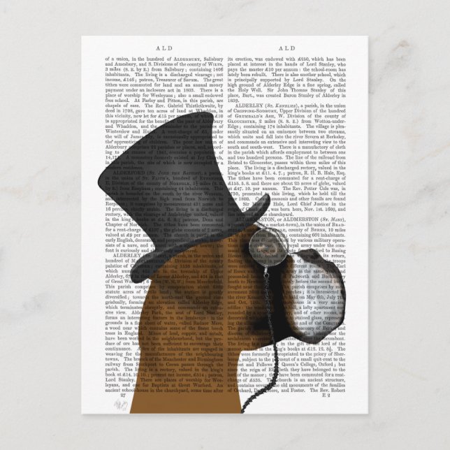 Cartão Postal Boxer, Cão Formal e Chapéu (Frente)