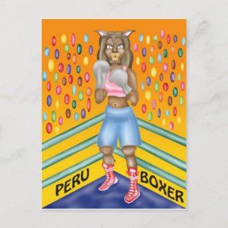 Cartão Postal boxer do Peru, design de personagem alpaca