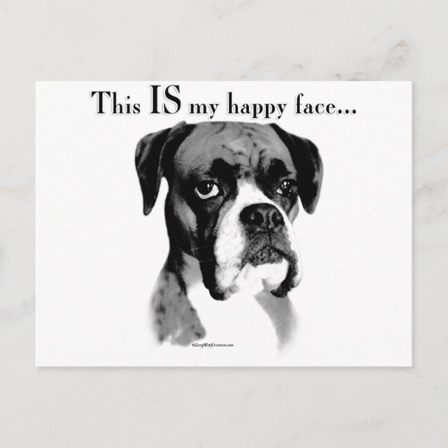 Cartão Postal Boxer Happy Face (Frente)