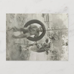 Cartão Postal boy and cow black and white vintage postcard