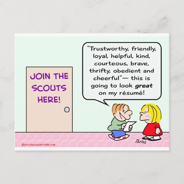 Cartão Postal boy girl scouts join great resume (Frente)