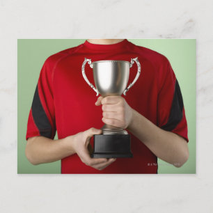 Cartão Postal Boy Holding Trophy