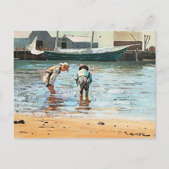 Cartão Postal Boys Wading, famosa trabalho de arte por Winslow H (Frente)