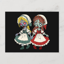 Cartão Postal Branca de Neve e Rosa Vermelha Zumbi
