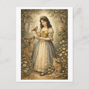 Cartão Postal Branca de Neve em Estilo Vintage