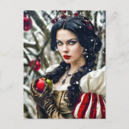 Cartão Postal Branca de Neve Segurando a Maçã Envenenada