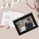 Cartão Postal Branca Moderna - Folha de Natal Feliz - Preto<br><div class="desc">Celebre o Natal este ano com estes cartões postais simples e modernos.</div>