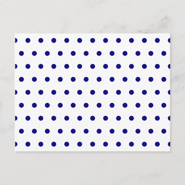 Cartão Postal Branco e bolinhas pontilhadas de azul-marinho (Frente)