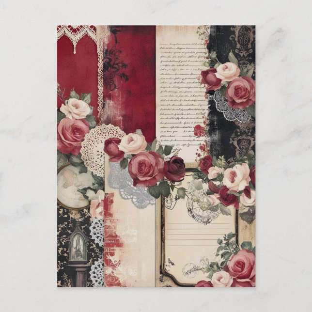 Cartão postal branco gótico romântico (Frente)
