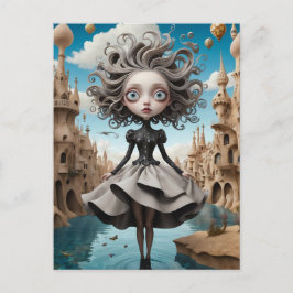 Cartão postal branco ilustrado