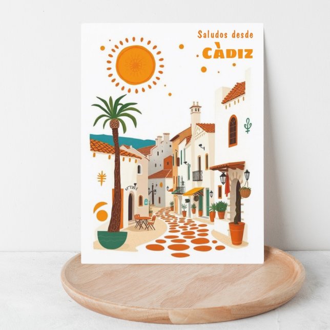 Cartão postal branco para Espanha de férias Càdis  (Criador carregado)