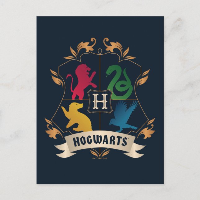 Cartão Postal Brasão da Casa HOGWARTS™ Ornamentado (Frente)