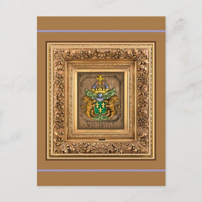 Cartão Postal Brasão de Armas da Família Dutch Van Westervelt (Frente)